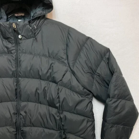 VINTAGE LL Bean Coat Womens 2X Black Goose Down Fill Puffer Hood Warm Jacket - Picture 2 of 13